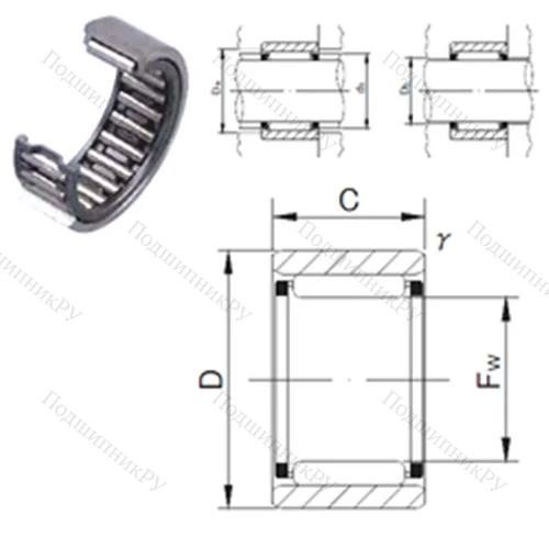 Подшипник игольчатый радиальный RNAF 253517