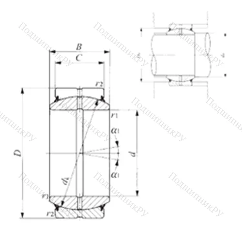 Подшипник скольжения сферический GE 60ES-2RS от производителя  IKO