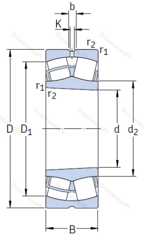 Сферический роликовый подшипник с конической посадкой на вал 22209 EK от производителя  SKF
