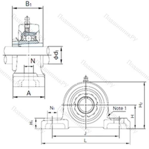 Подшипниковый узел шариковый радиальный UKP 216+H 2316