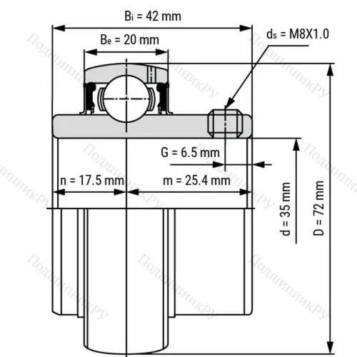 Радиальный шарикоподшипник из нержавеющей стали SS UC 207 - Вал 35мм от производителя  LPZ