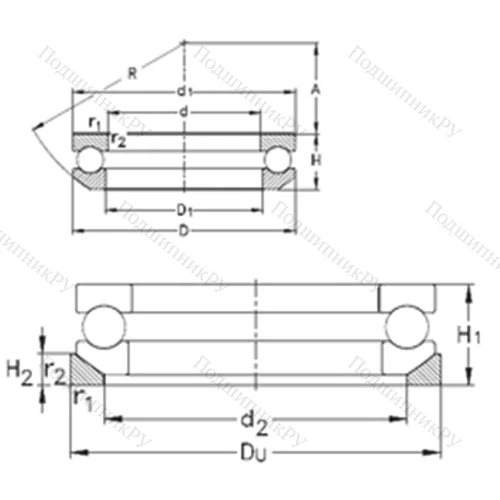Подшипник шариковый упорный 53206+U 206