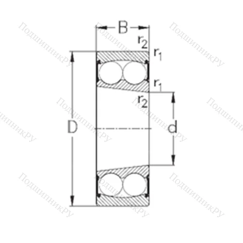 Подшипник шариковый радиальный самоцентрирующийся 2208-K-2RS