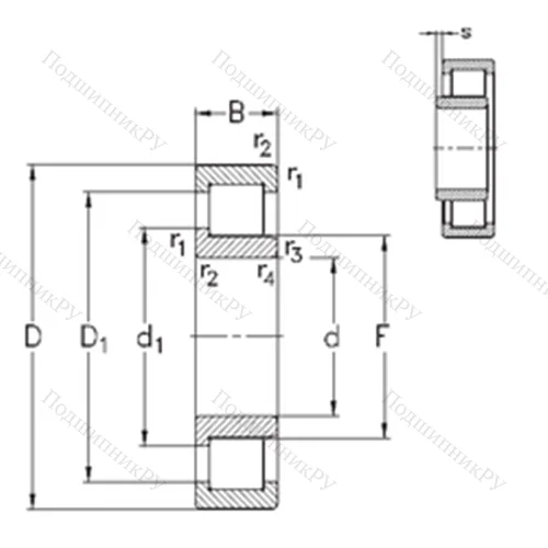 Подшипник роликовый радиальный NJ 2220-E-M 6