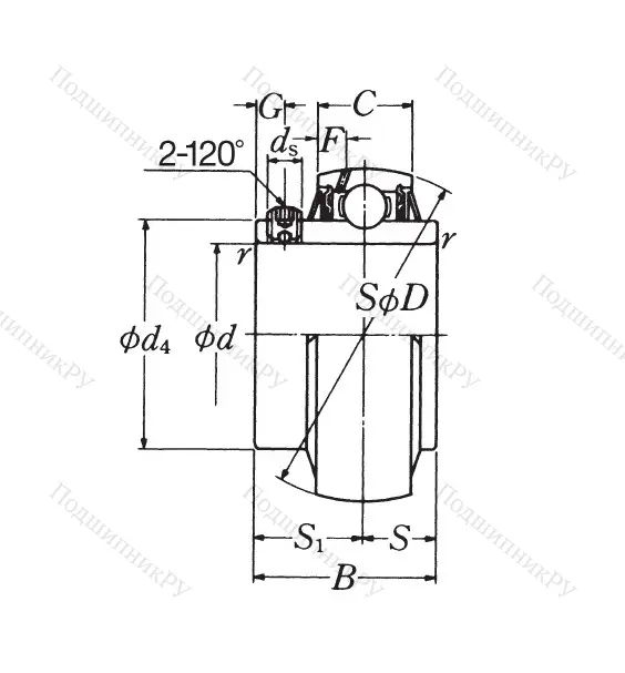Корпусный подшипник UC 208 D 1