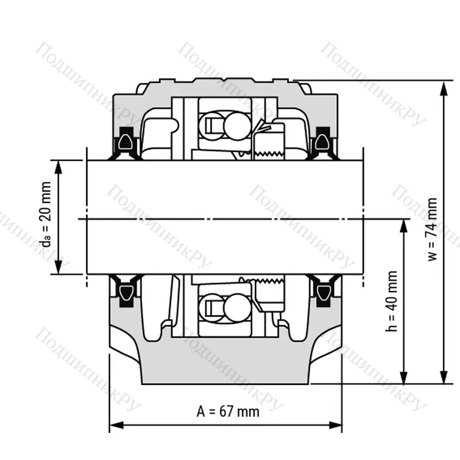 Разборный корпус опорного блока SNL 505 / Вал 20мм