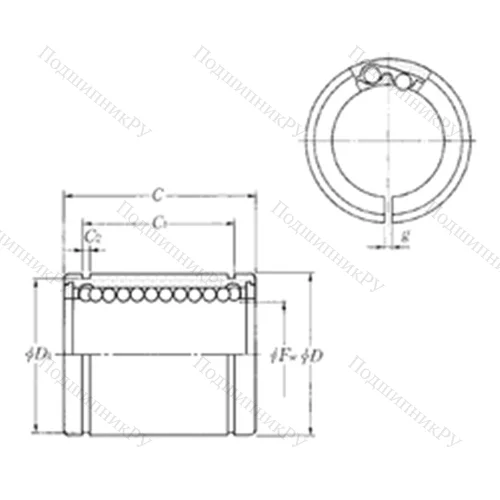 Подшипник шариковый линейный KLM 40SLL