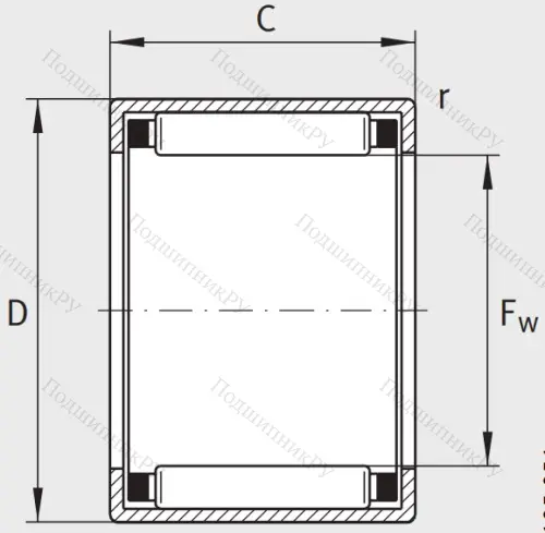 Игольчатый подшипник HK 1312 B от производителя  INA
