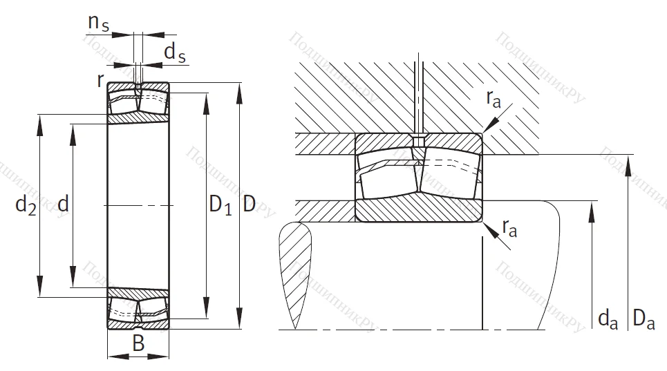 Сферический роликовый подшипник с конической посадкой на вал