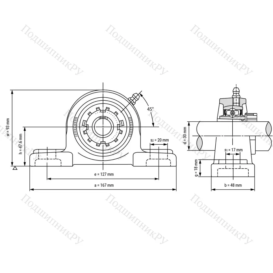 Подшипниковый узел UKP 207 - Вал: 30 мм
