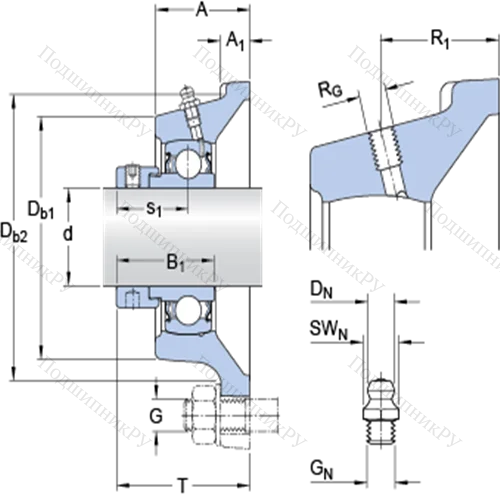 Фланцевые подшипниковые узлы типа Y (корпус типа Y-TECH, квадратный фланец, крепление стопорными винтами) FY 1.1/2 FM