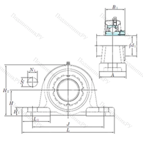 Подшипниковый узел шариковый радиальный UKP 211 от производителя  KOYO