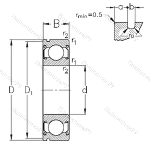 Подшипник шариковый радиальный 6214-2Z-N