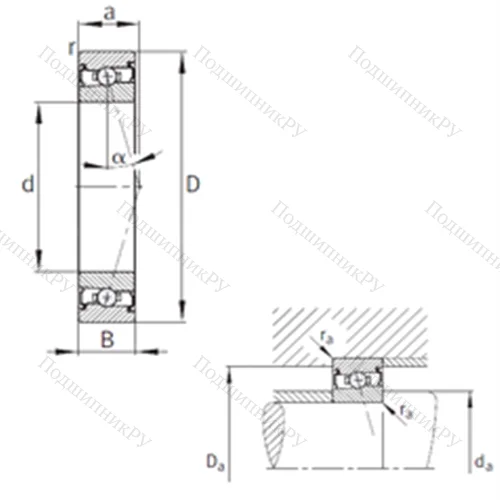 Подшипник шариковый радиально-упорный HCS 7005-C-T-P 4S