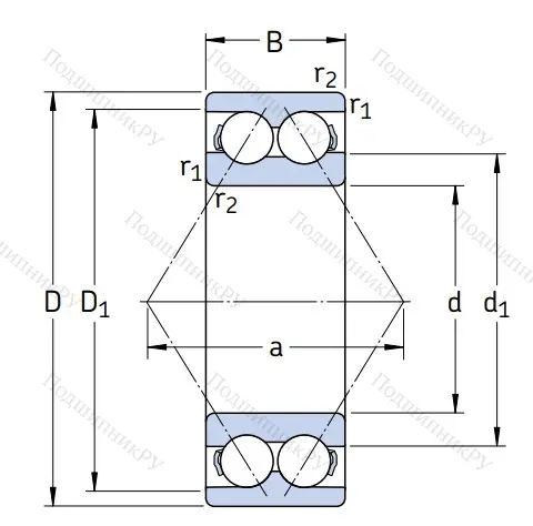 Двухрядный шариковый подшипник 3316 A