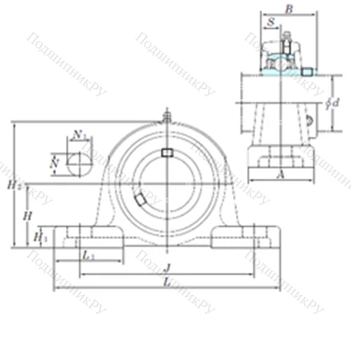 Подшипниковый узел шариковый радиальный UCP 305-16
