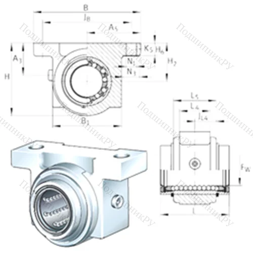 Подшипниковый узел шариковый линейный KGB 40-PP-AS