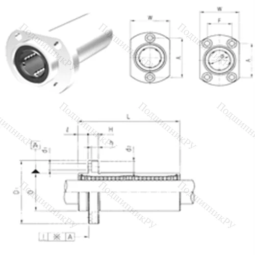 Подшипник шариковый линейный LMHP 12L