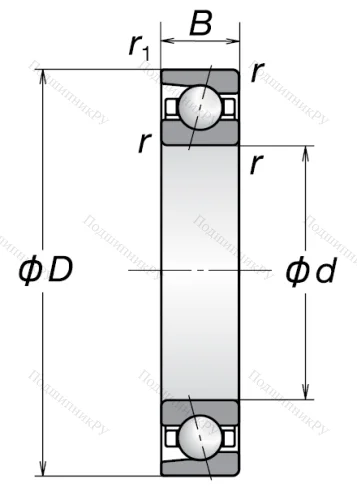 Радиально-упорный шариковый подшипник 7011 ACM (46111 Л ГОСТ) в Кургане