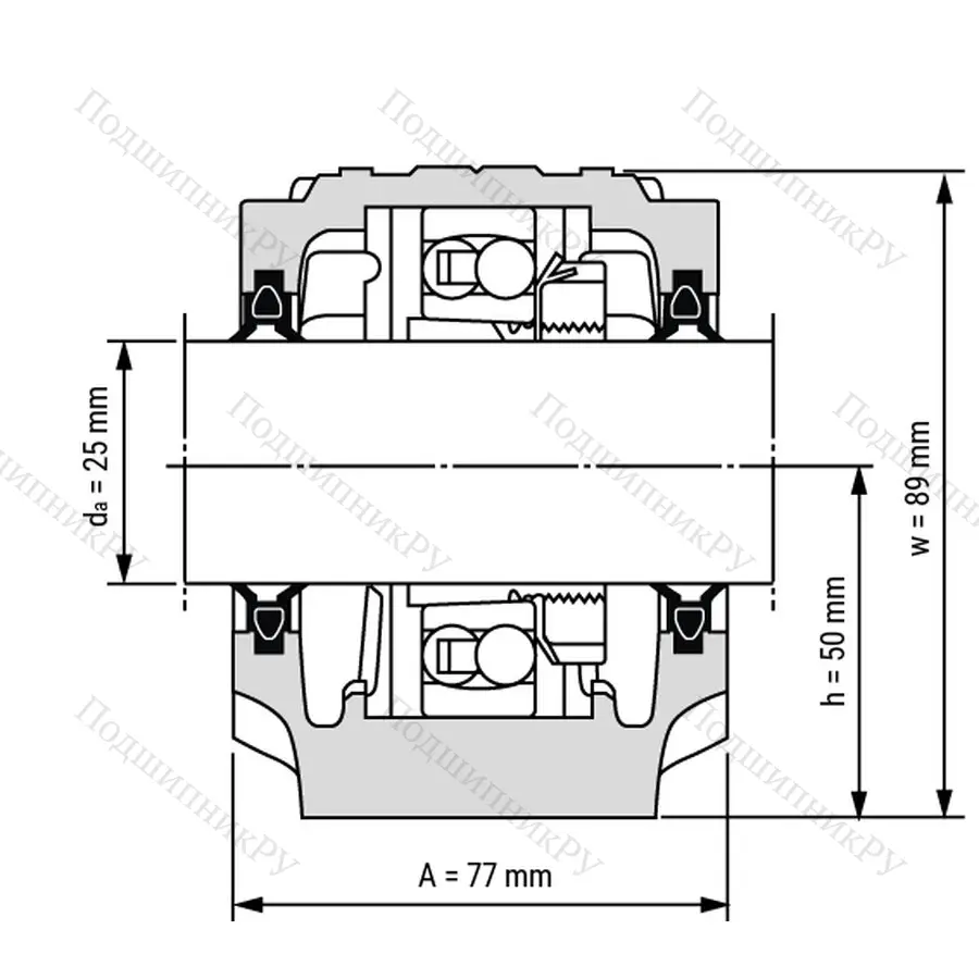 Разборный корпус опорного блока SNL 506-605 / Вал 25мм
