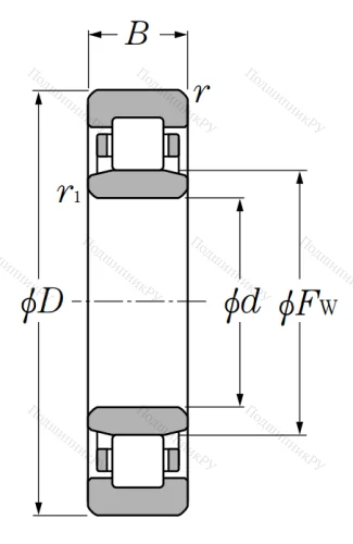 Роликовый цилиндрический подшипник NU 2309 от производителя  NTN