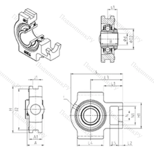 Подшипниковый узел шариковый радиальный UKT 316H