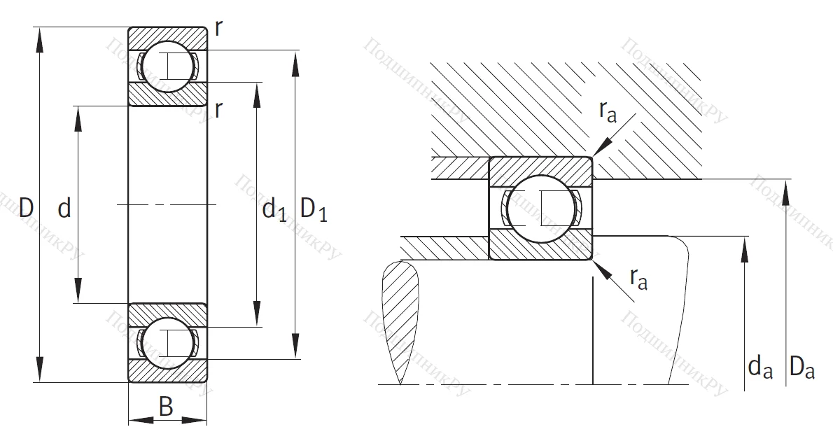 Однорядный шариковый подшипник 6218 MA C 3