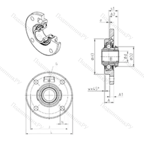Подшипниковый узел шариковый радиальный UKFCE 216H