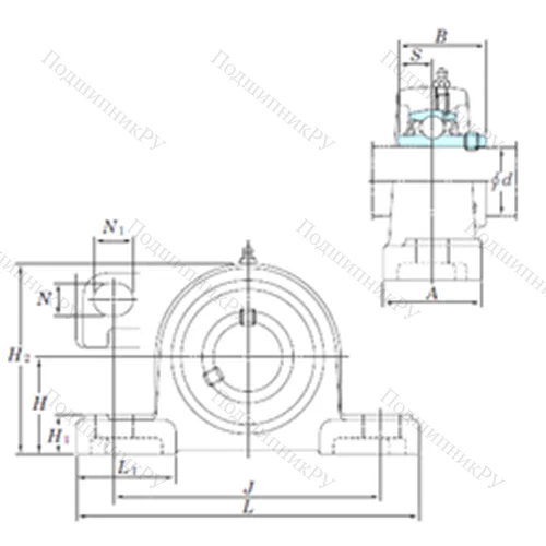Подшипниковый узел шариковый радиальный UCP 314-44SC