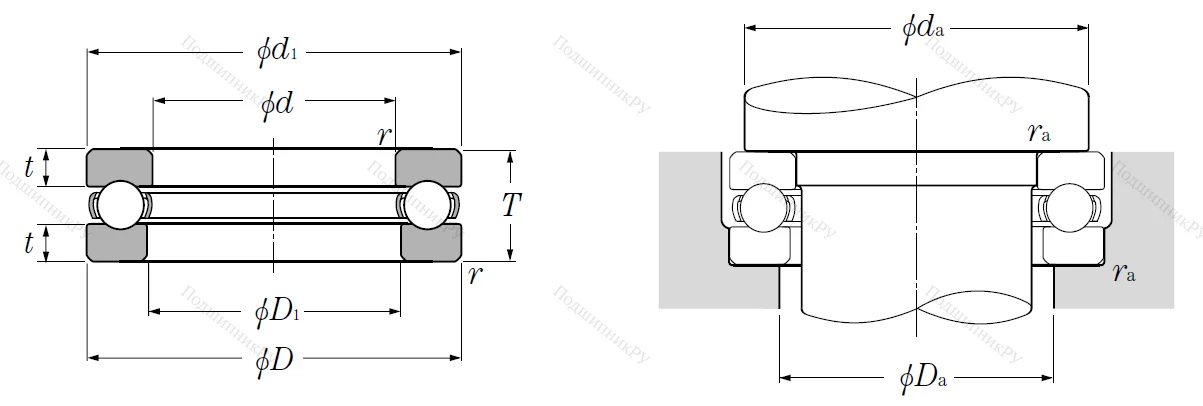 Упорный шариковый подшипник 51415