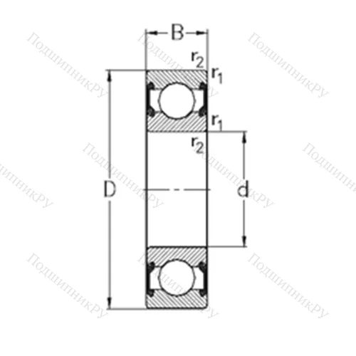 Подшипник шариковый радиальный 6305-2RS 2