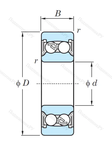 Двухрядный шариковый подшипник 2206 2RS от производителя  KOYO