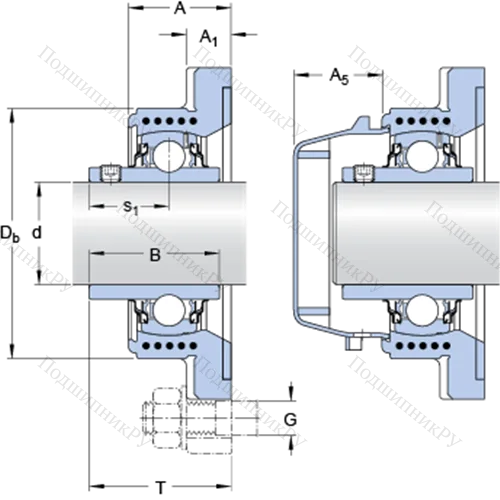 Фланцевые подшипниковые узлы типа Y (корпус типа Y-TECH, квадратный фланец, крепление стопорными винтами) FYWK 1.1/2 YTH