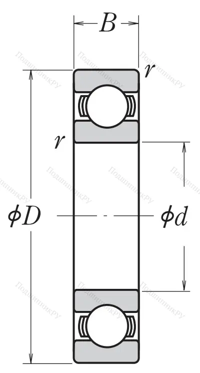 Однорядный шариковый подшипник 6021 CM