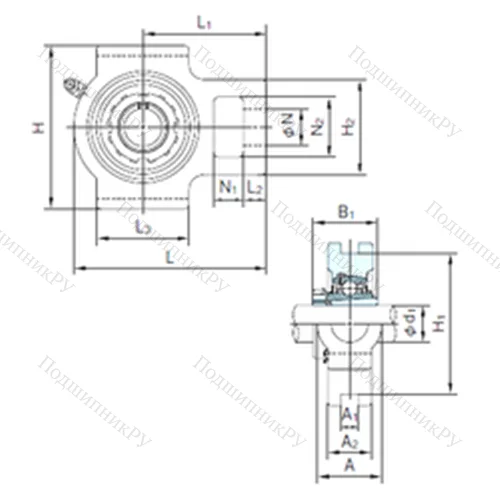 Подшипниковый узел шариковый радиальный UKTX 15+H 2315