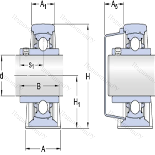 Стационарные подшипниковые узлы типа Y (литой корпус, крепление стопорными винтами) SY 1.3/8 TDW