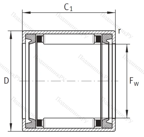 Игольчатый подшипник HK 0812 2RS FPM DK B L 271 от производителя  INA