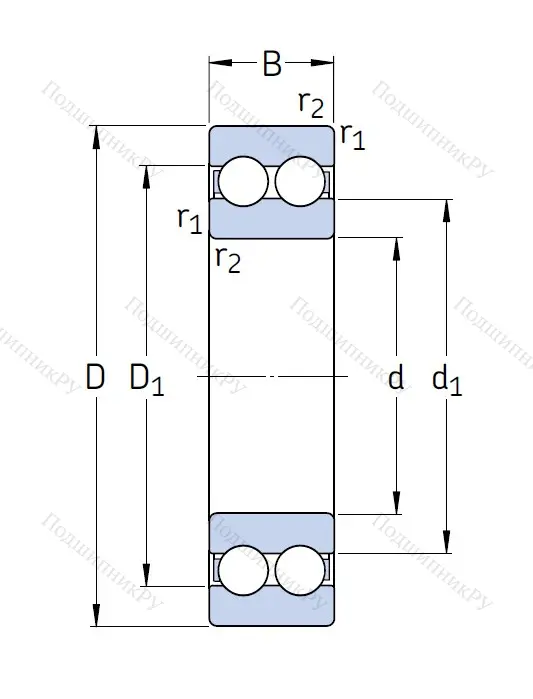 Двухрядный шариковый подшипник 4206 ATN 9