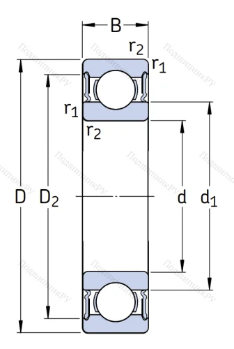 Шариковый однорядный подшипник 180214 (6214 2RS) в Кургане