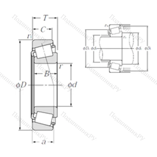 Подшипник роликовый радиально-упорный 4T-JHM 807045/JHM 807012 от производителя  NTN