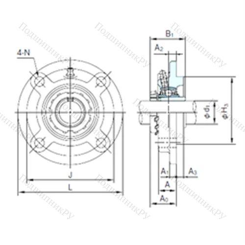 Подшипниковый узел шариковый радиальный UKFCX 12+H 2312
