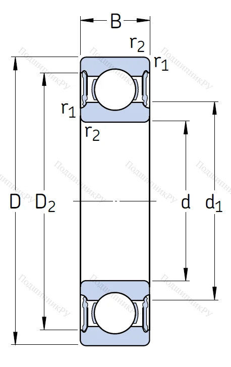 Однорядный шариковый подшипник 6218 2RS 1