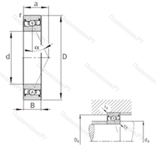 Подшипник шариковый радиально-упорный HSS 7005-E-T-P 4S