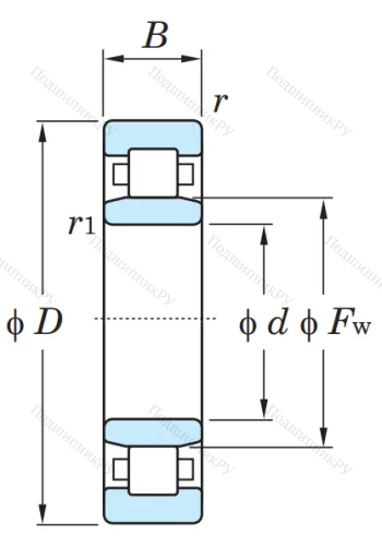 Роликовый цилиндрический подшипник NU 210 от производителя  KOYO