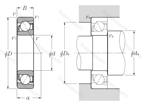 Однорядный шариковый подшипник 7200 от производителя  NTN