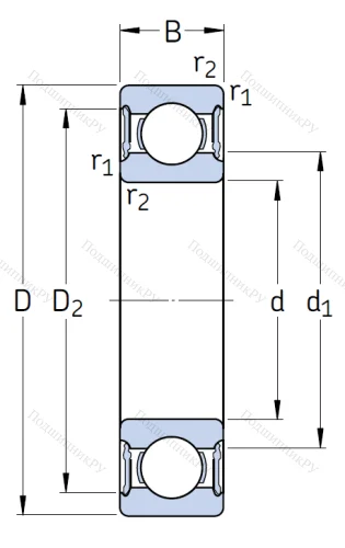 Однорядный шариковый подшипник 6310 2RS 1/C 3 от производителя  SKF