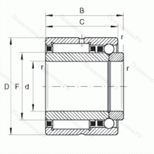 Шарикоподшипник радиально-упорный комбинированный с игольчатыми роликами NKIB 5913